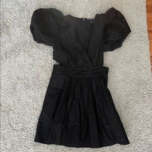 French Connection Black Mini Dress with Puff Sleeves